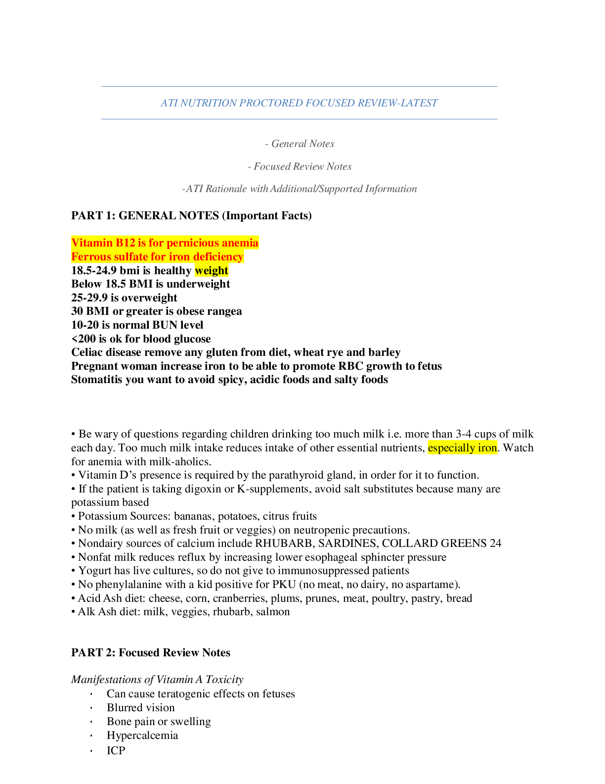 Preview image for ATI NUTRITION FOCUSED REVIEW-LATEST.